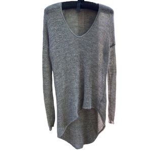 Helmut Lang Asymmetrical Sweater V Neck Tan Loose Knit 100% Alpaca EUC Size S